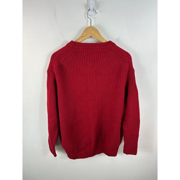Athleta Cascades Crew Sweater Red Chunky Knit Wool Blend Size Large - Picture 3 of 12